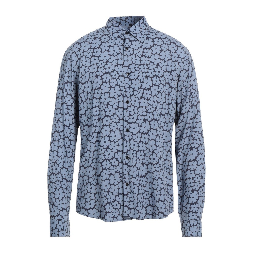Sandro Men's 100%‎ Viscose Muted Blue Floral Button Up Shirt Minimalist Sz M